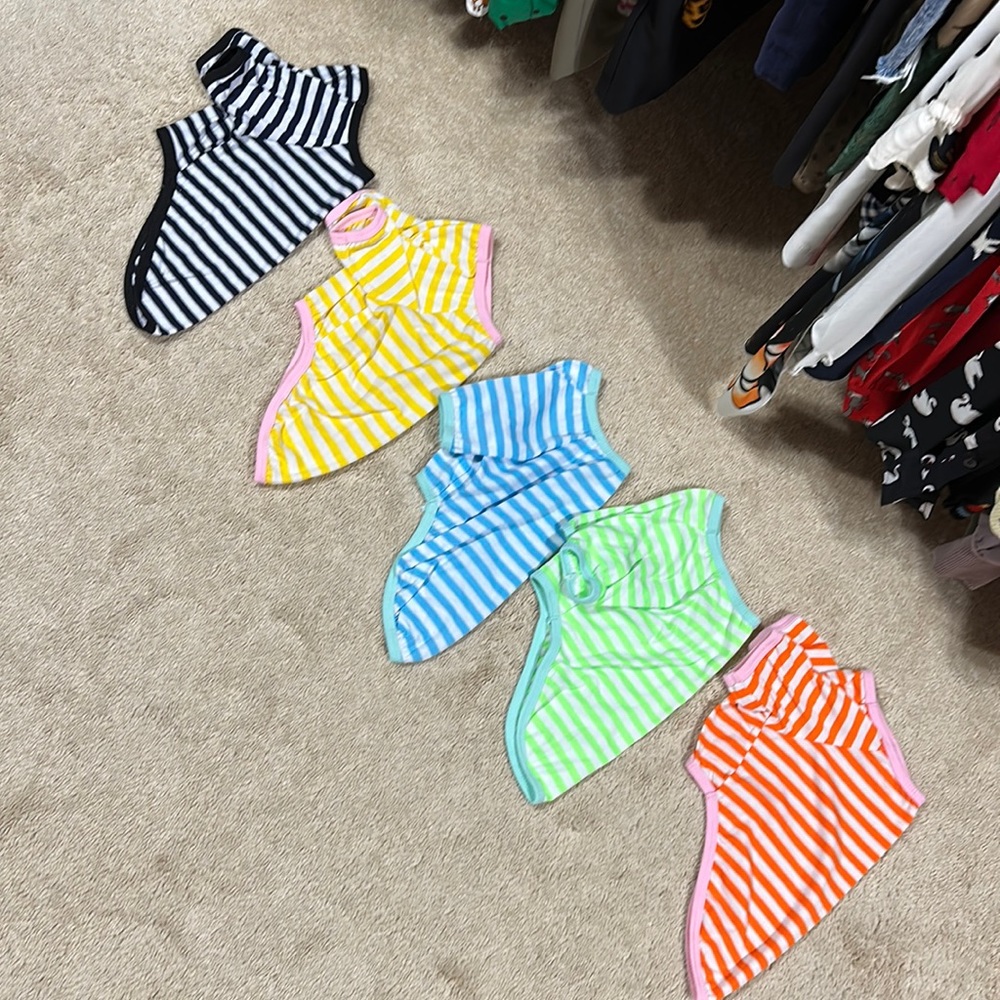 5 Count Striped T-Shirts for Small to Medium Dogs Puppy (L)